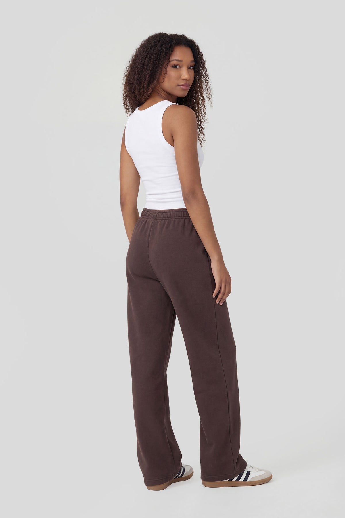 Alt View 2. Fleece Wide Leg Sweatpant - Brown
