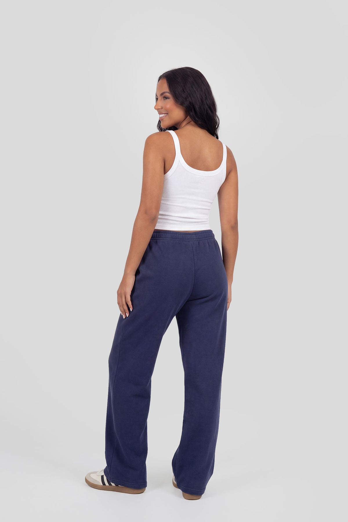 Alt View 2. Fleece Wide Leg Sweatpant - Navy