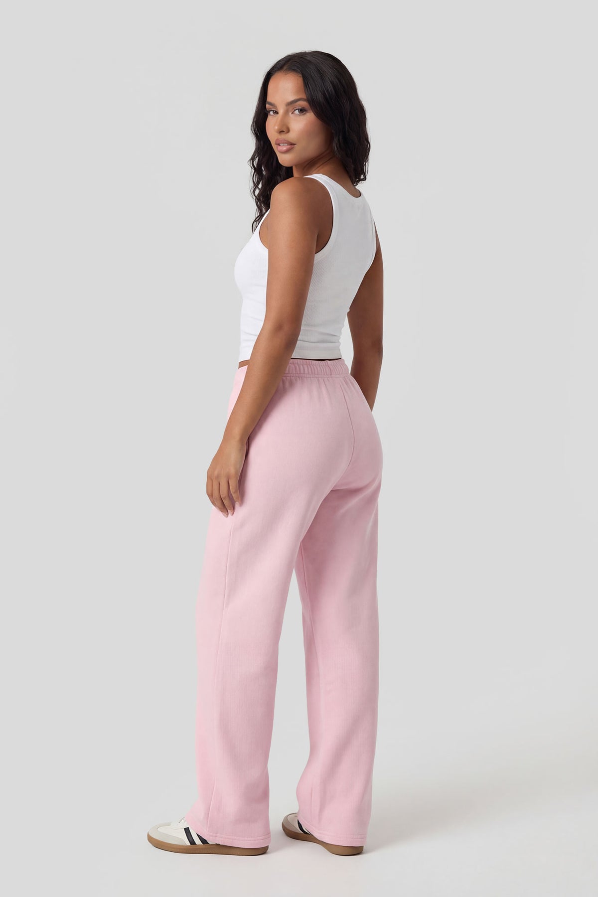 Alt View 2. Fleece Wide Leg Sweatpant - Pink