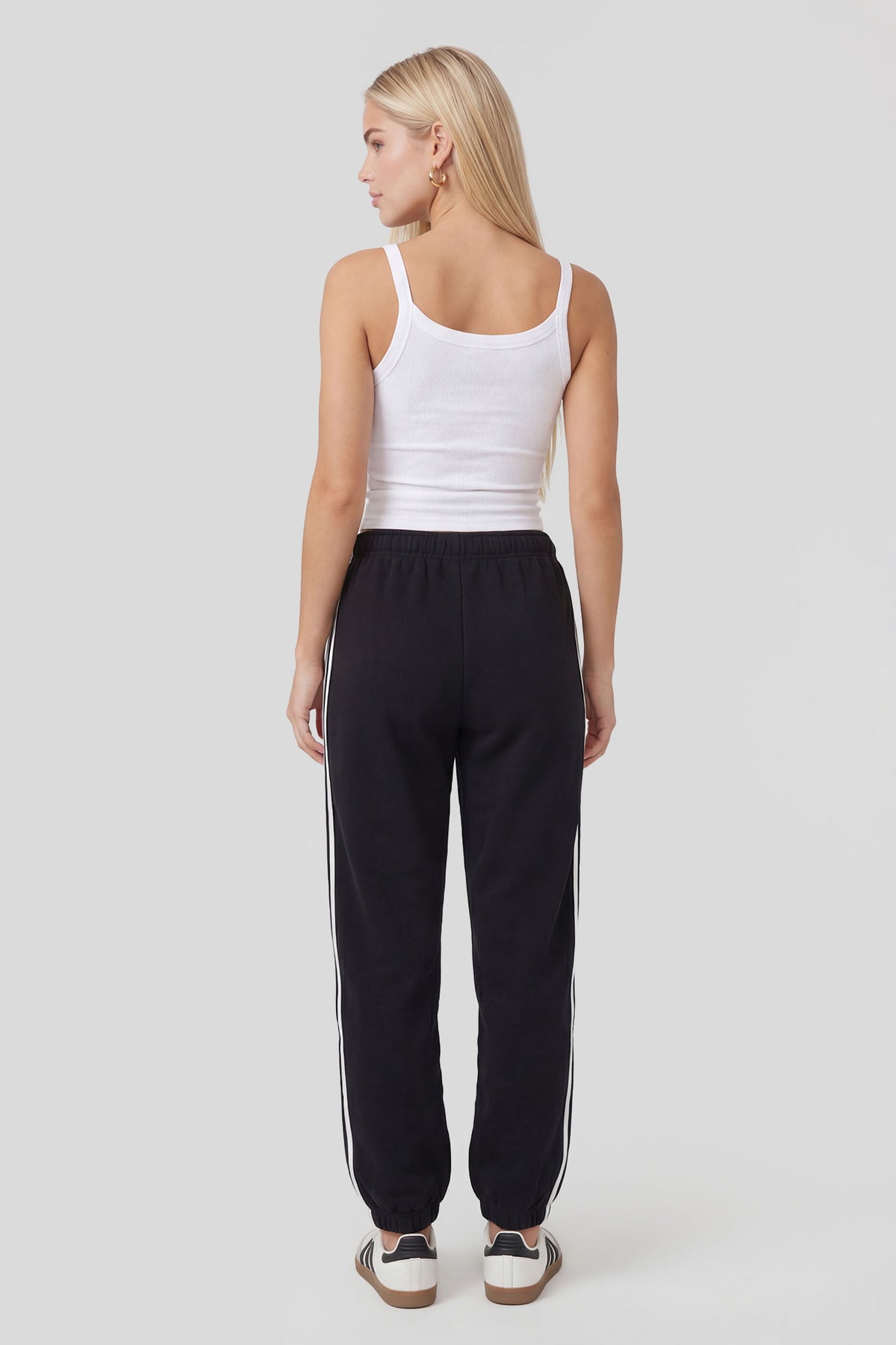 Alt View 3. Striped Side Fleece Jogger - Black