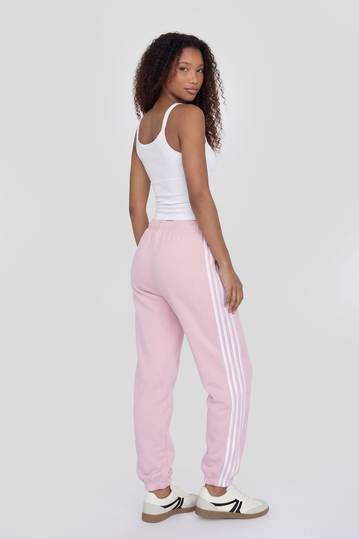 Alt View 3. Striped Side Fleece Jogger - Pink