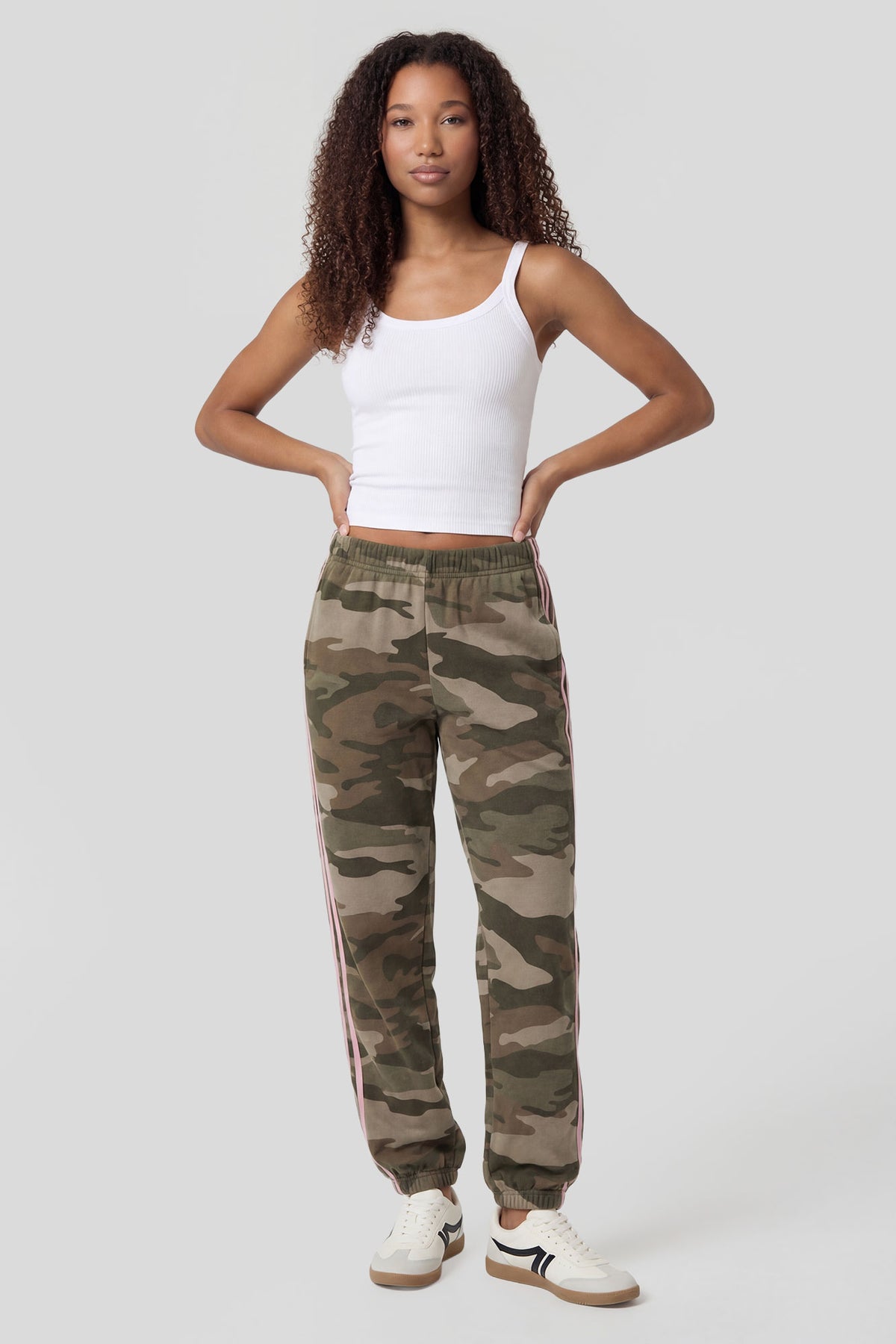 Alt View 2. Striped Side Fleece Jogger - Camouflage