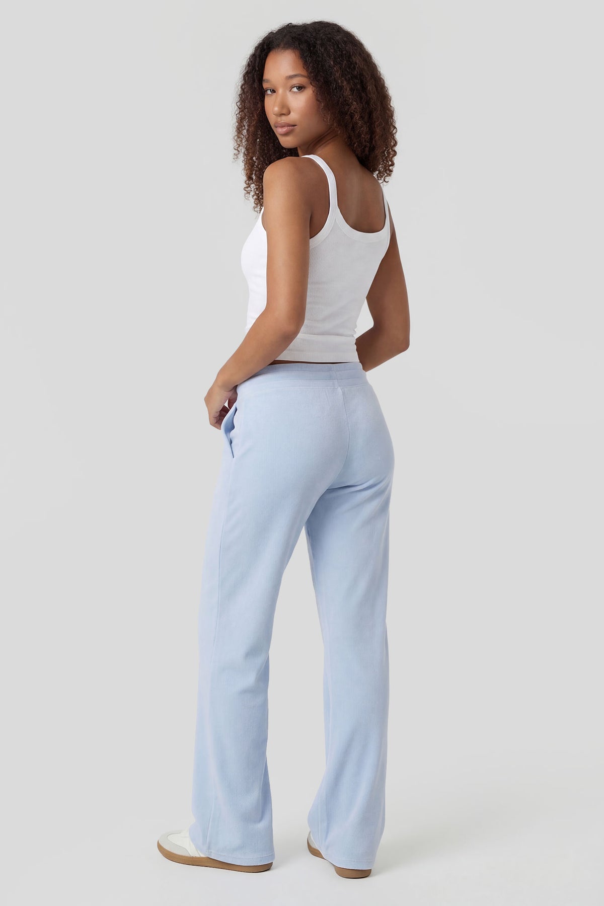 Alt View 3. Fleece Low Rise Flare Sweatpant - Baby Blue