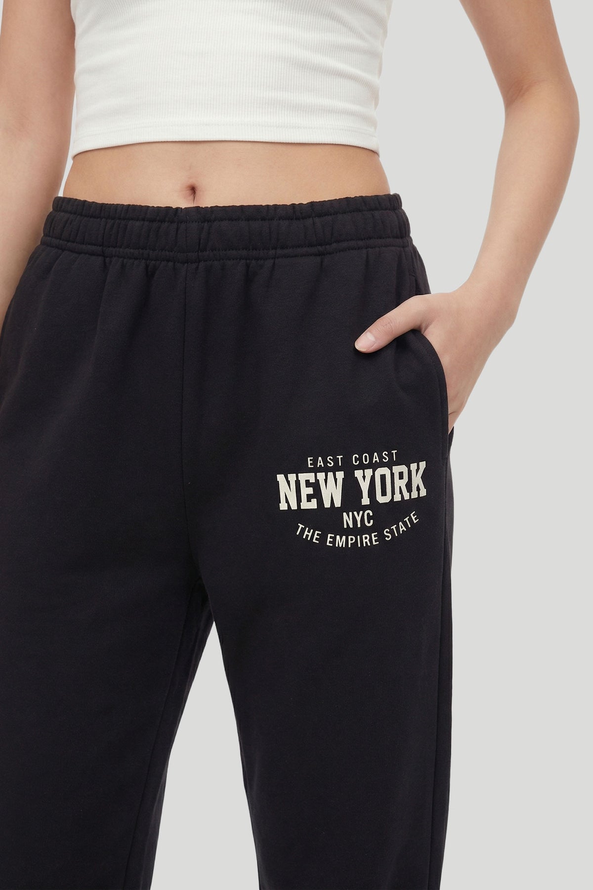 Alt View 3. New York Graphic Fleece Jogger - Black