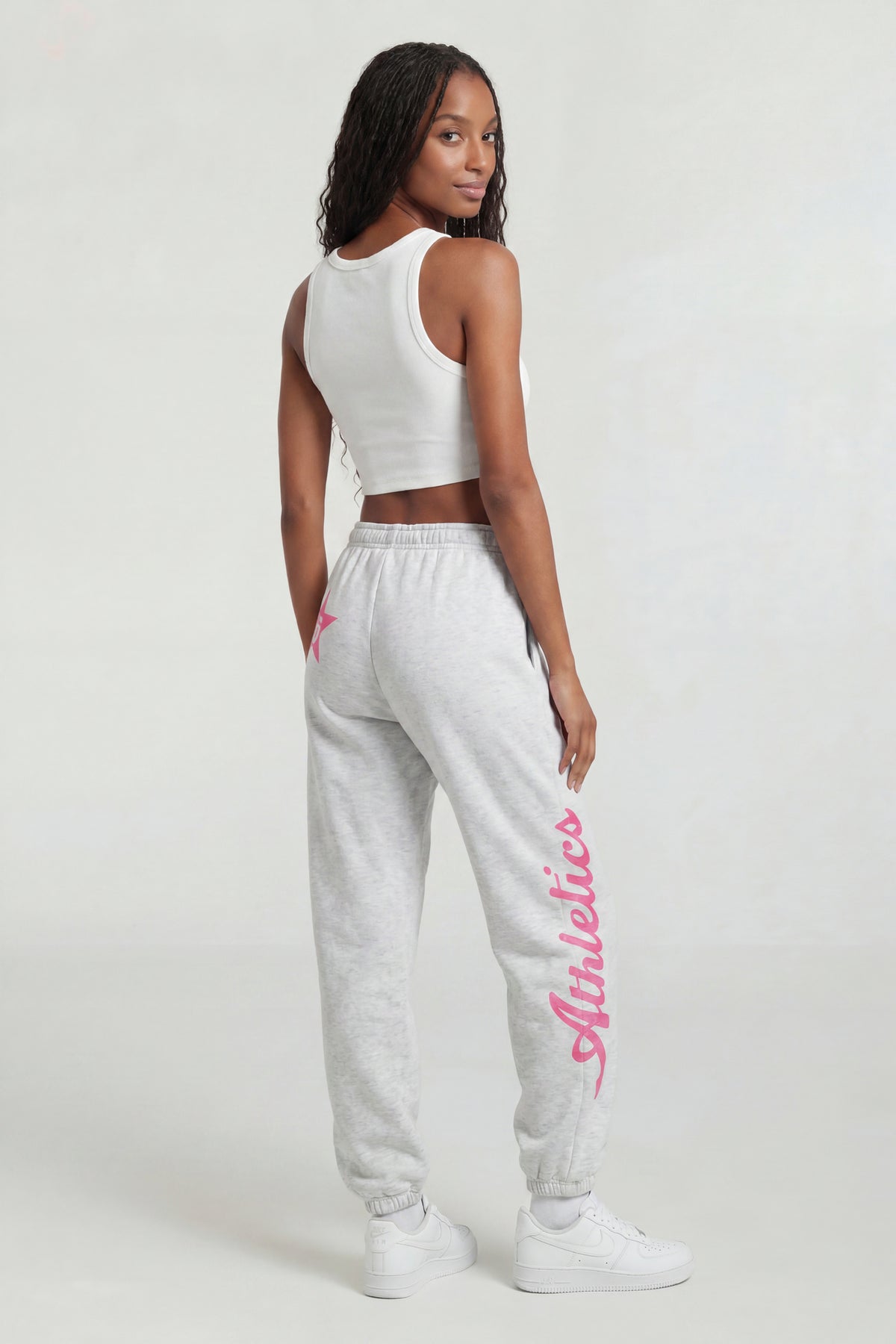 Alt View 3. Fleece Graphic Jogger - Light Grey