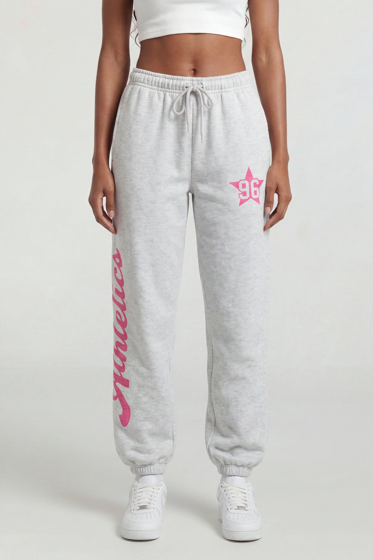 Alt View 2. Fleece Graphic Jogger - Light Grey