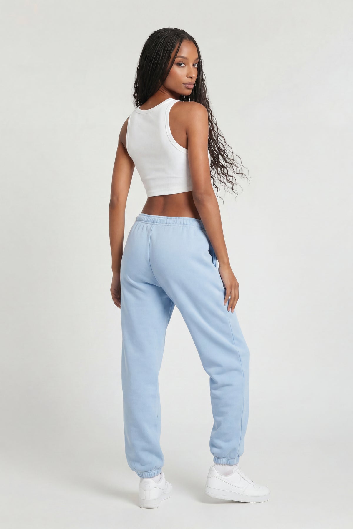 Alt View 3. Fleece Graphic Jogger - Light Blue