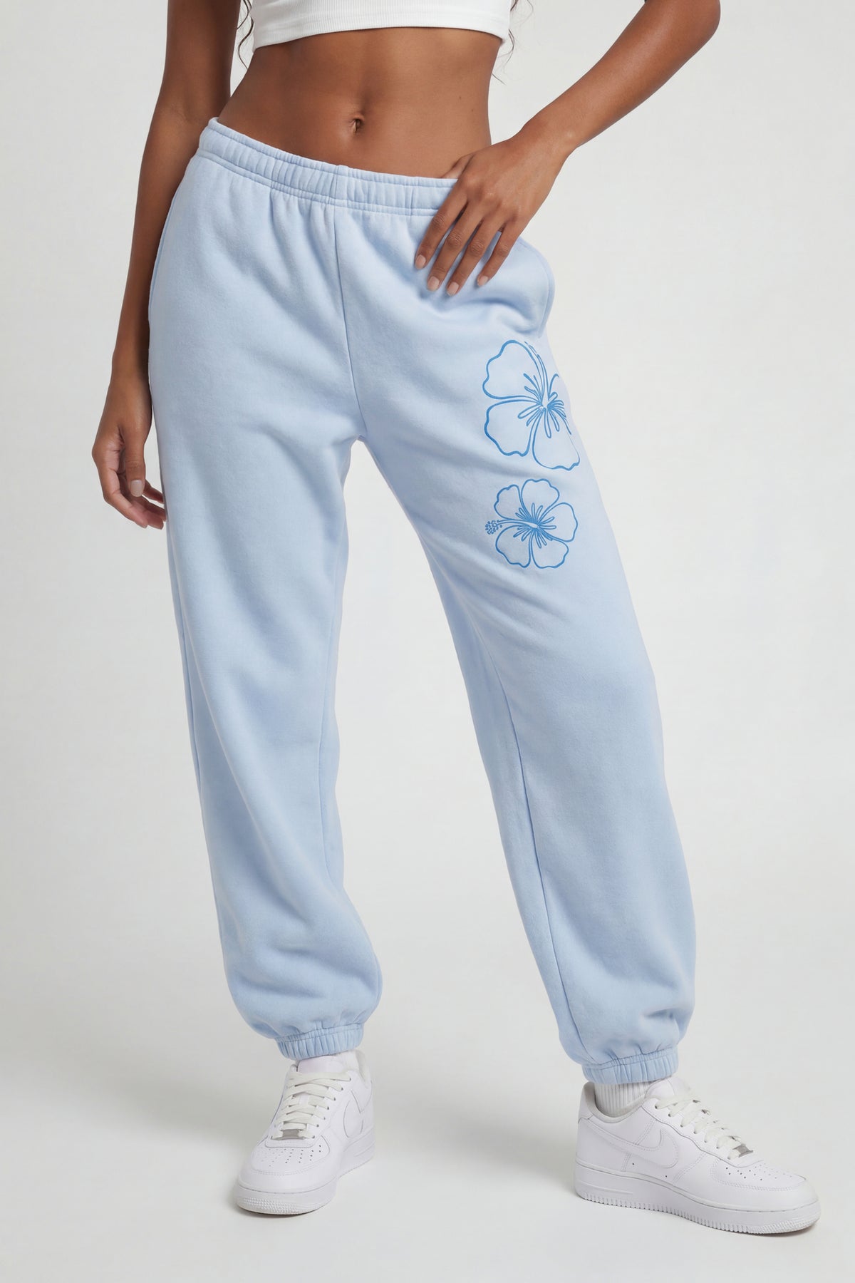 Alt View 2. Fleece Graphic Jogger - Light Blue
