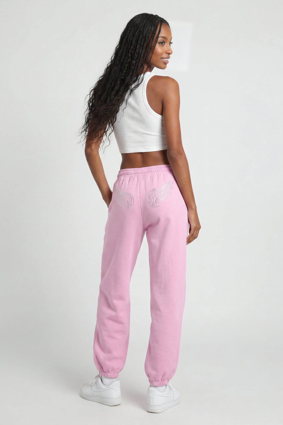 Alt View 3. Fleece Graphic Jogger - Pink