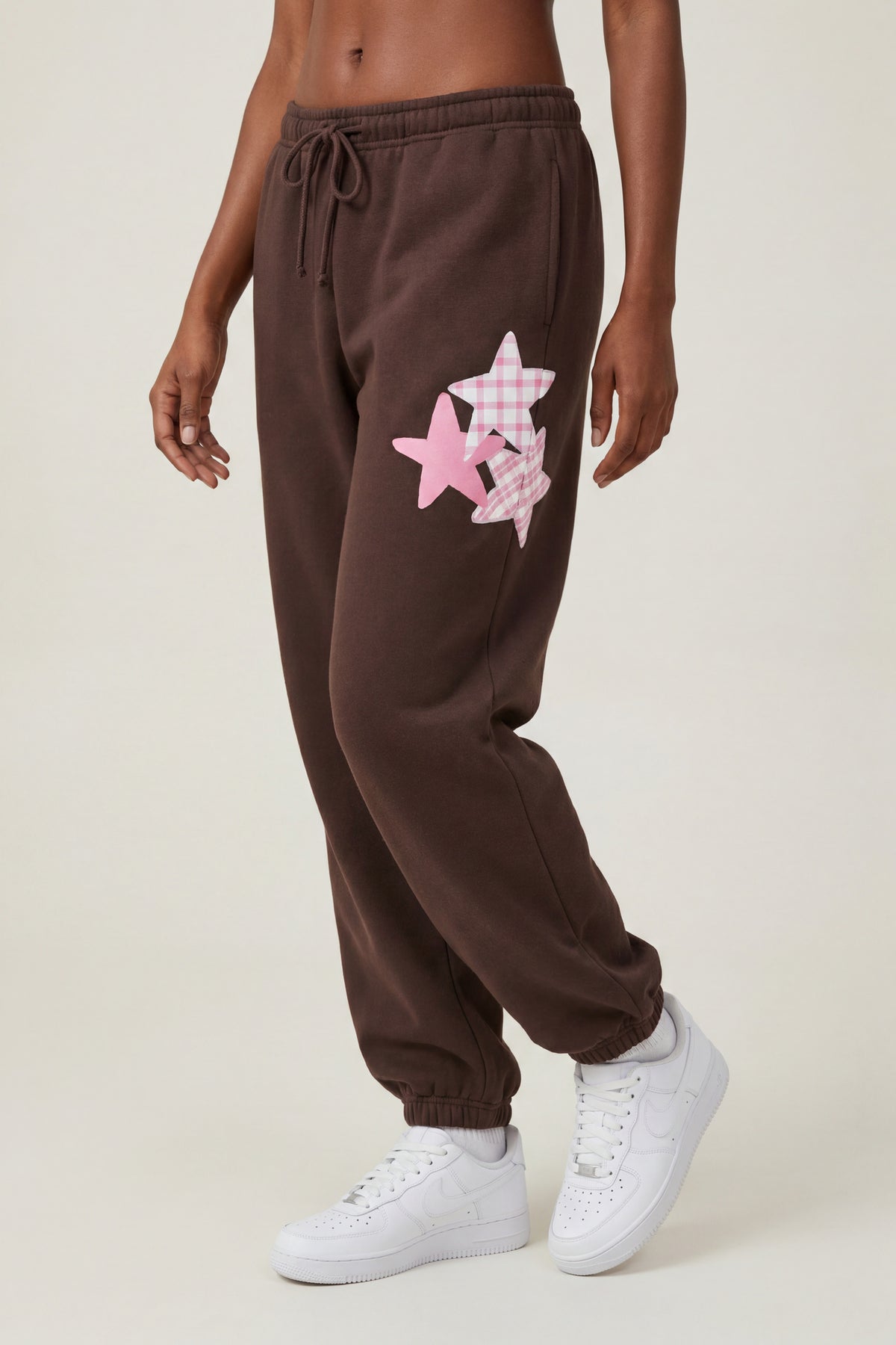 Alt View 2. Fleece Graphic Jogger - Brown