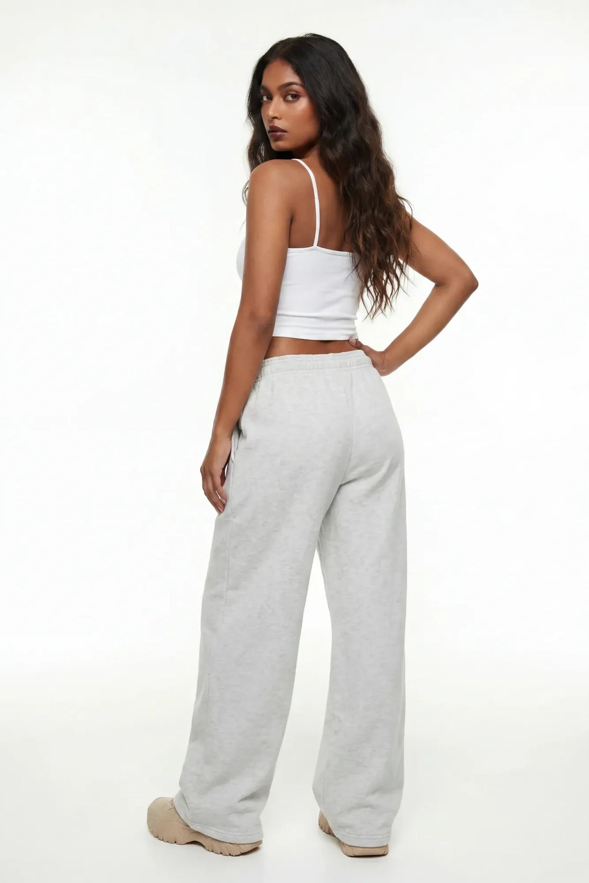 Alt View 3. Graphic Ultra Wide Leg Sweatpant - Heather Grey
