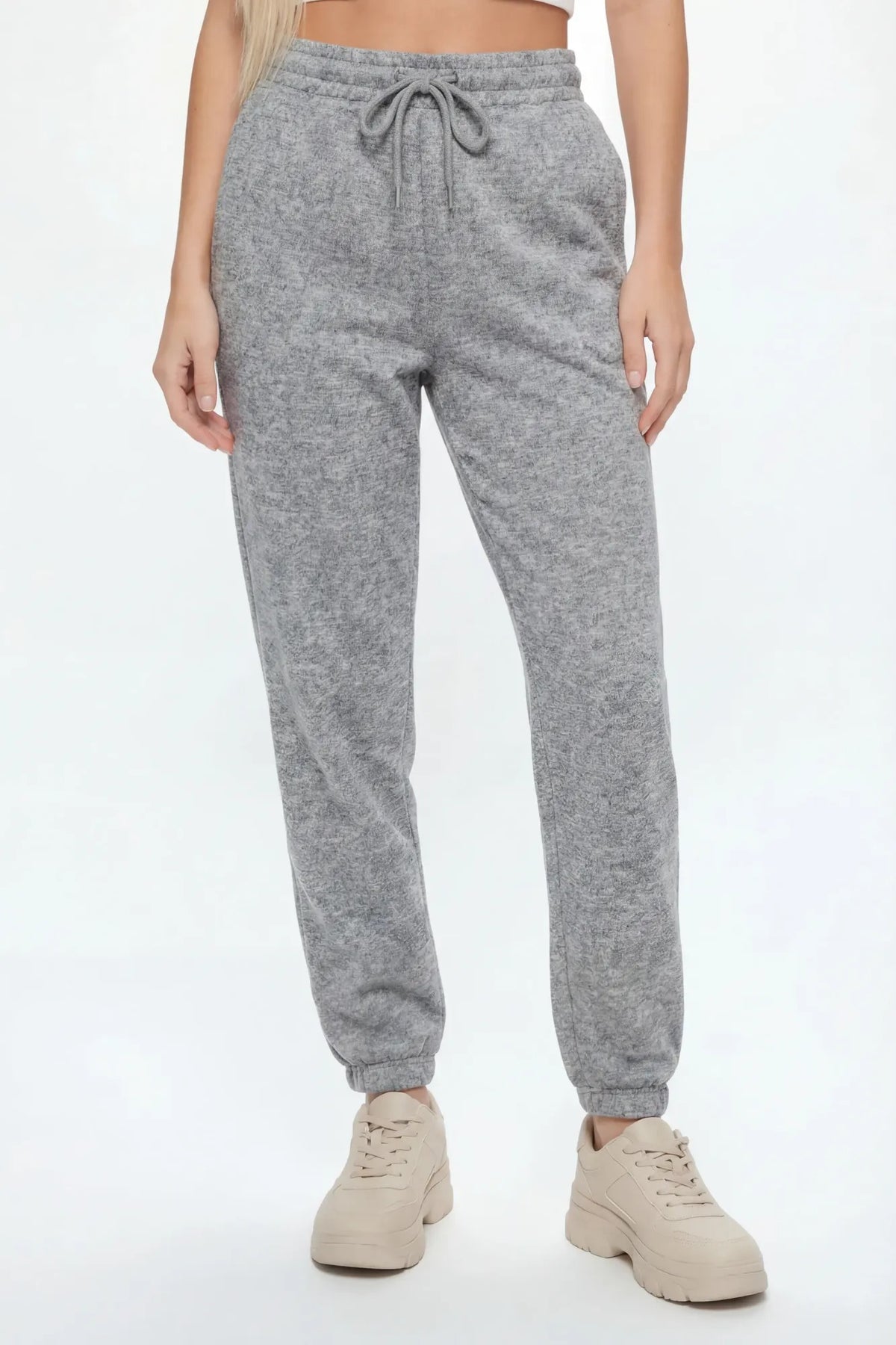 Alt View 2. Fleece Jogger - Heather Grey