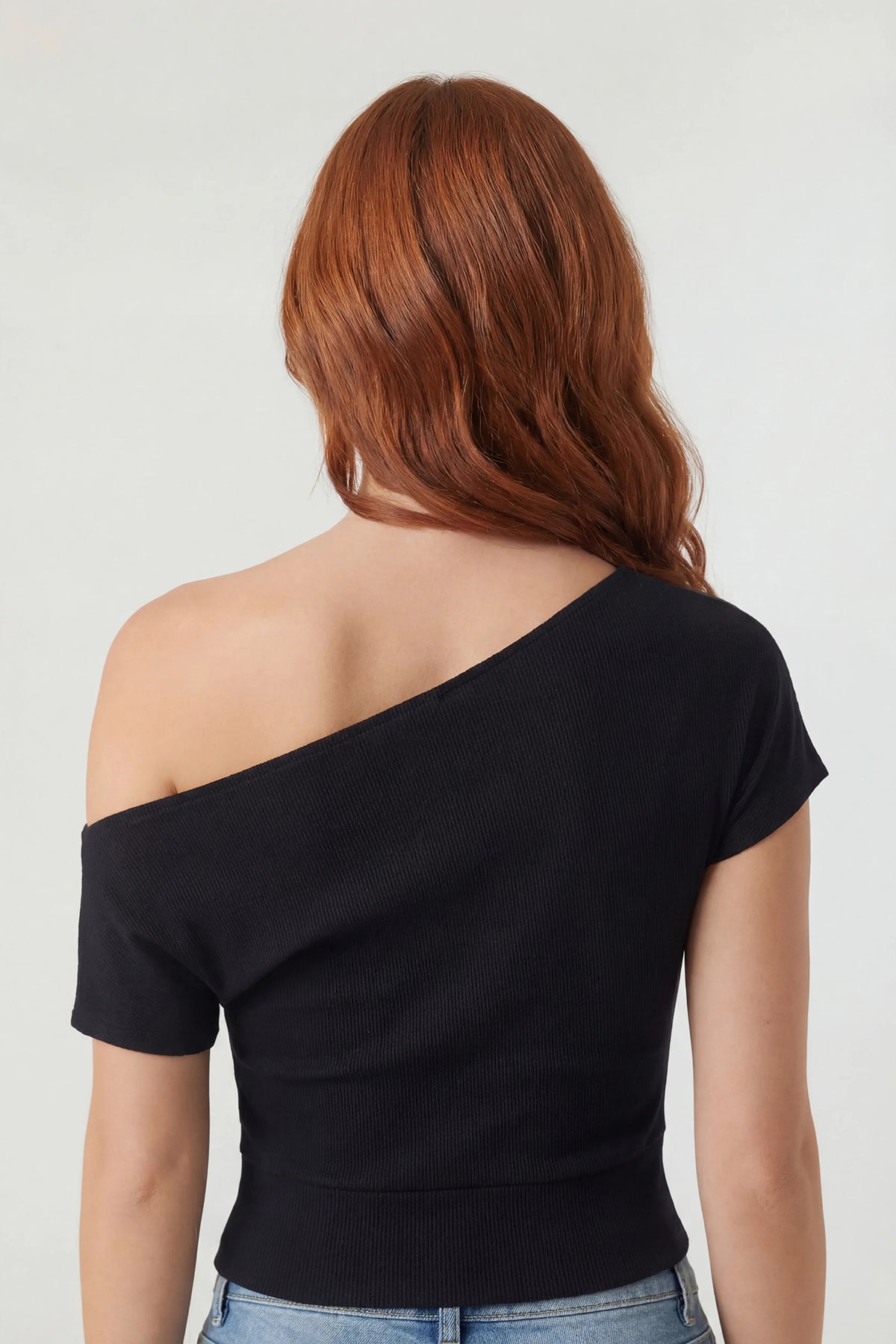 Alt View 2. Off Shoulder Short Sleeve Top - Black