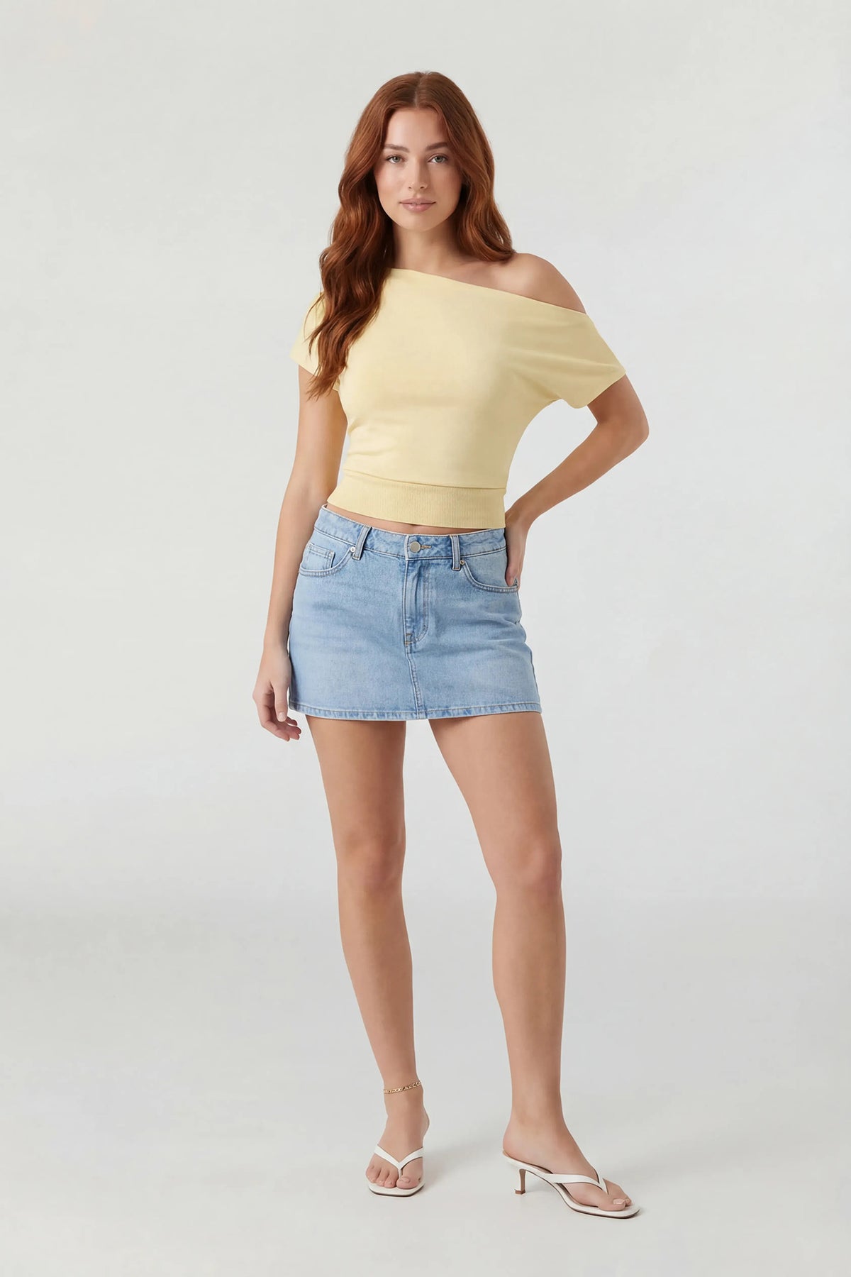 Alt View 3. Off Shoulder Short Sleeve Top - Sand