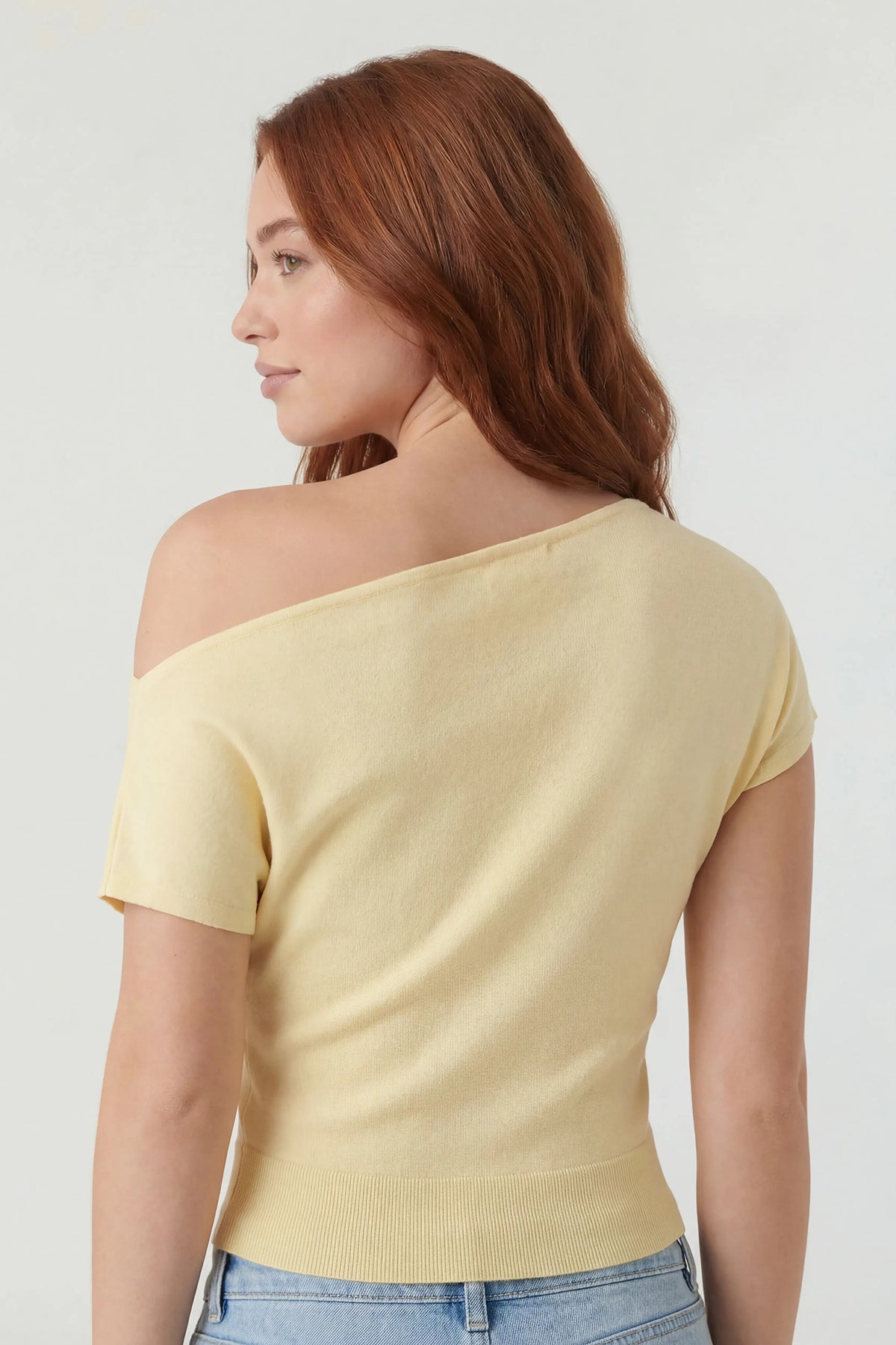 Alt View 2. Off Shoulder Short Sleeve Top - Sand