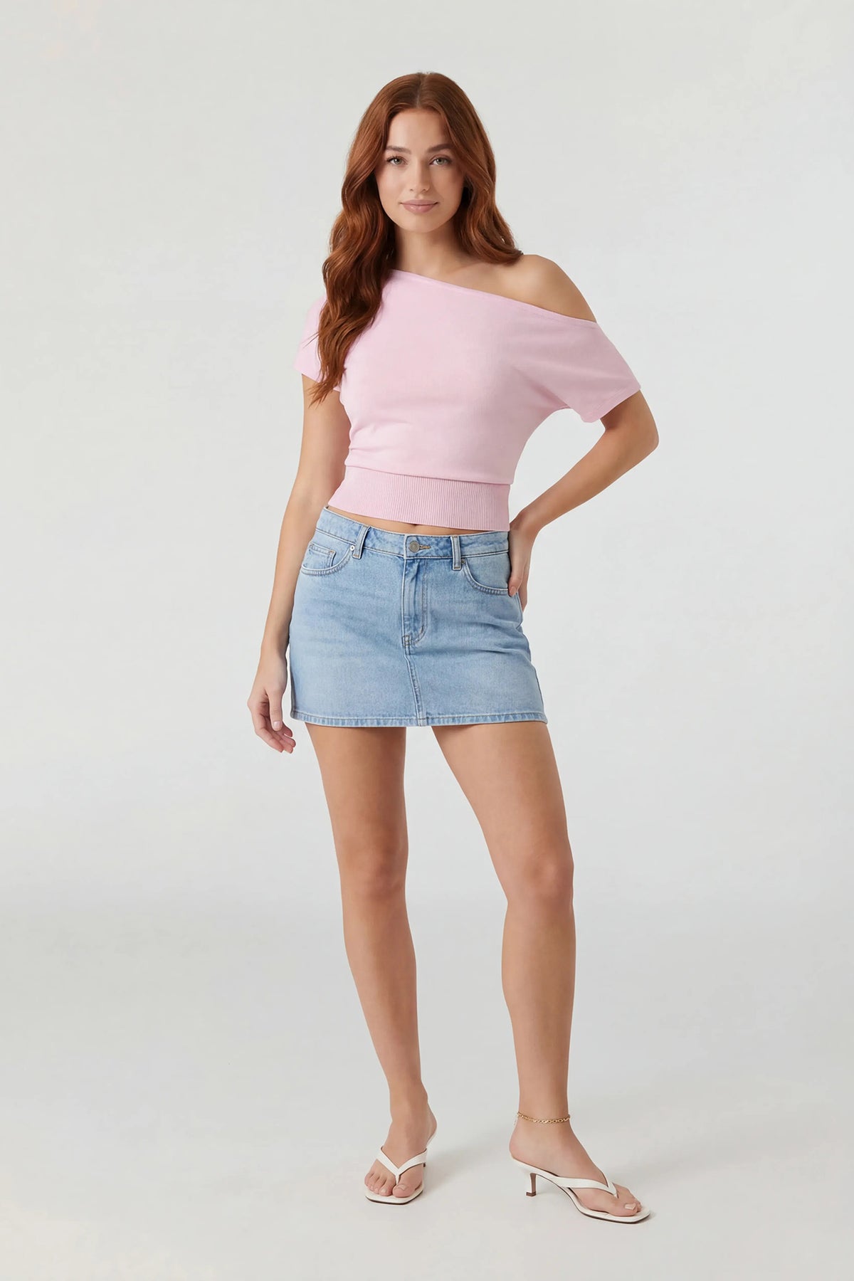 Alt View 3. Off Shoulder Short Sleeve Top - Pink