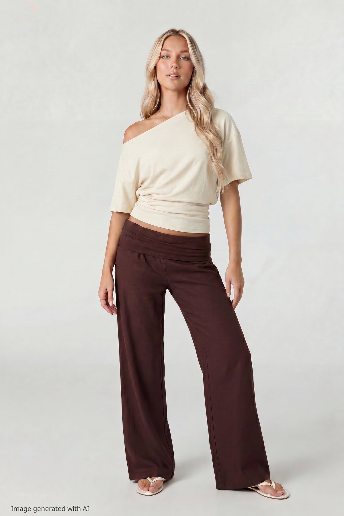 Alt View 3. Off Shoulder Cinched Top - Cream