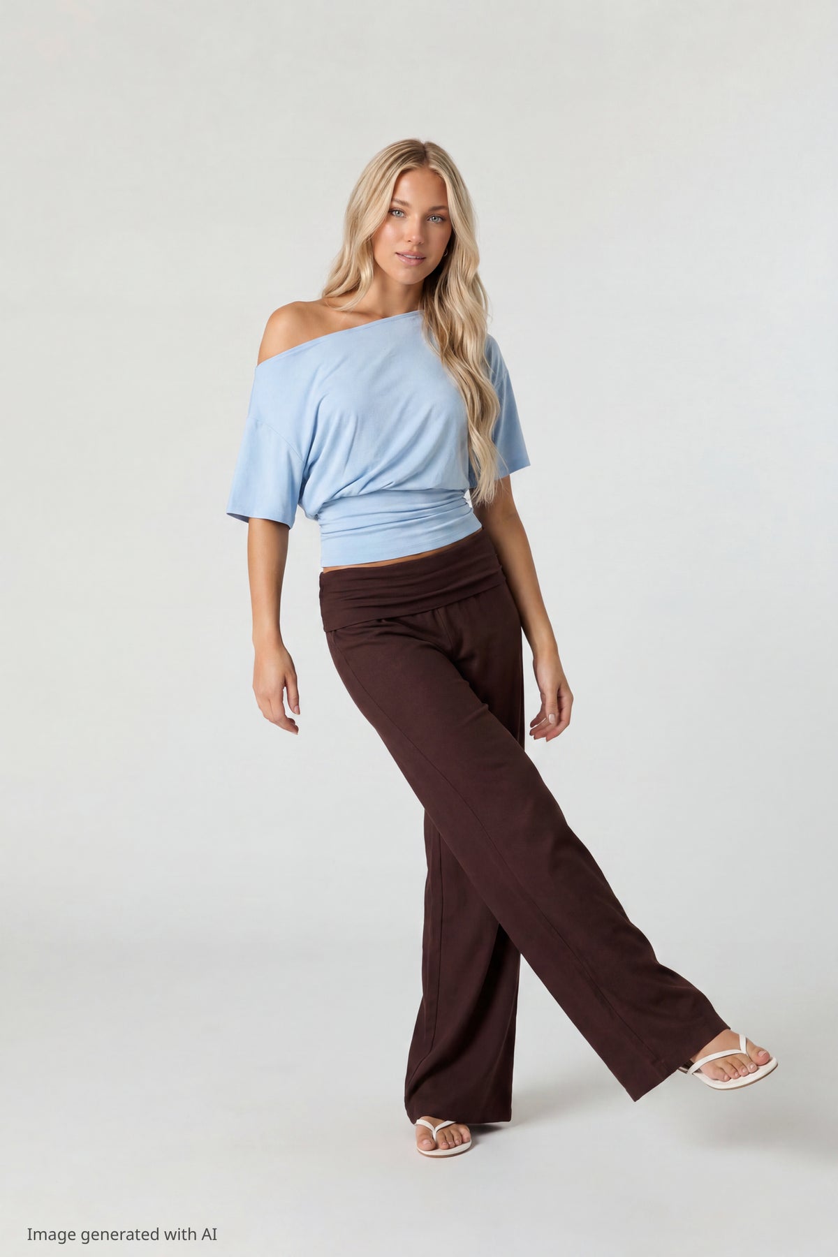 Alt View 3. Off Shoulder Cinched Top - Light Blue