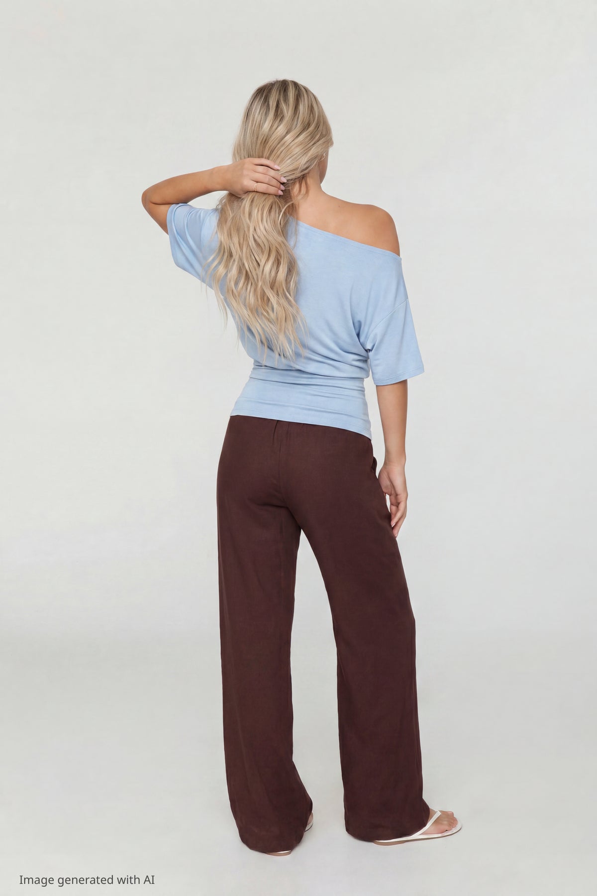 Alt View 2. Off Shoulder Cinched Top - Light Blue