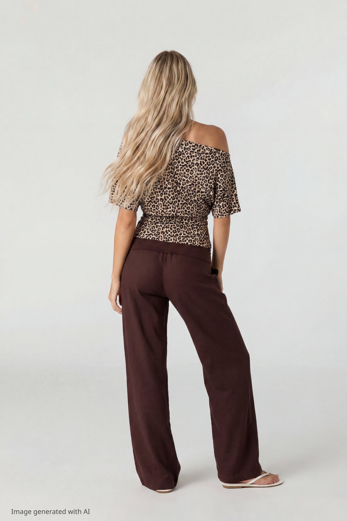 Alt View 2. Off Shoulder Cinched Top - Leopard