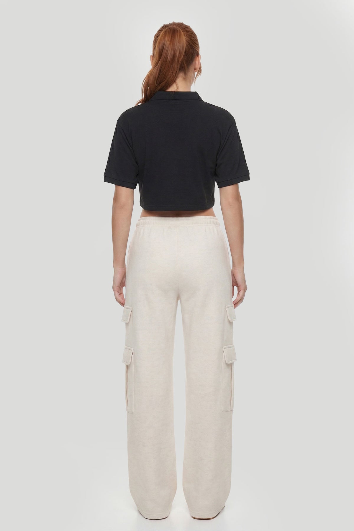 Alt View 2. Embroidered Oversized Cropped Polo - Black