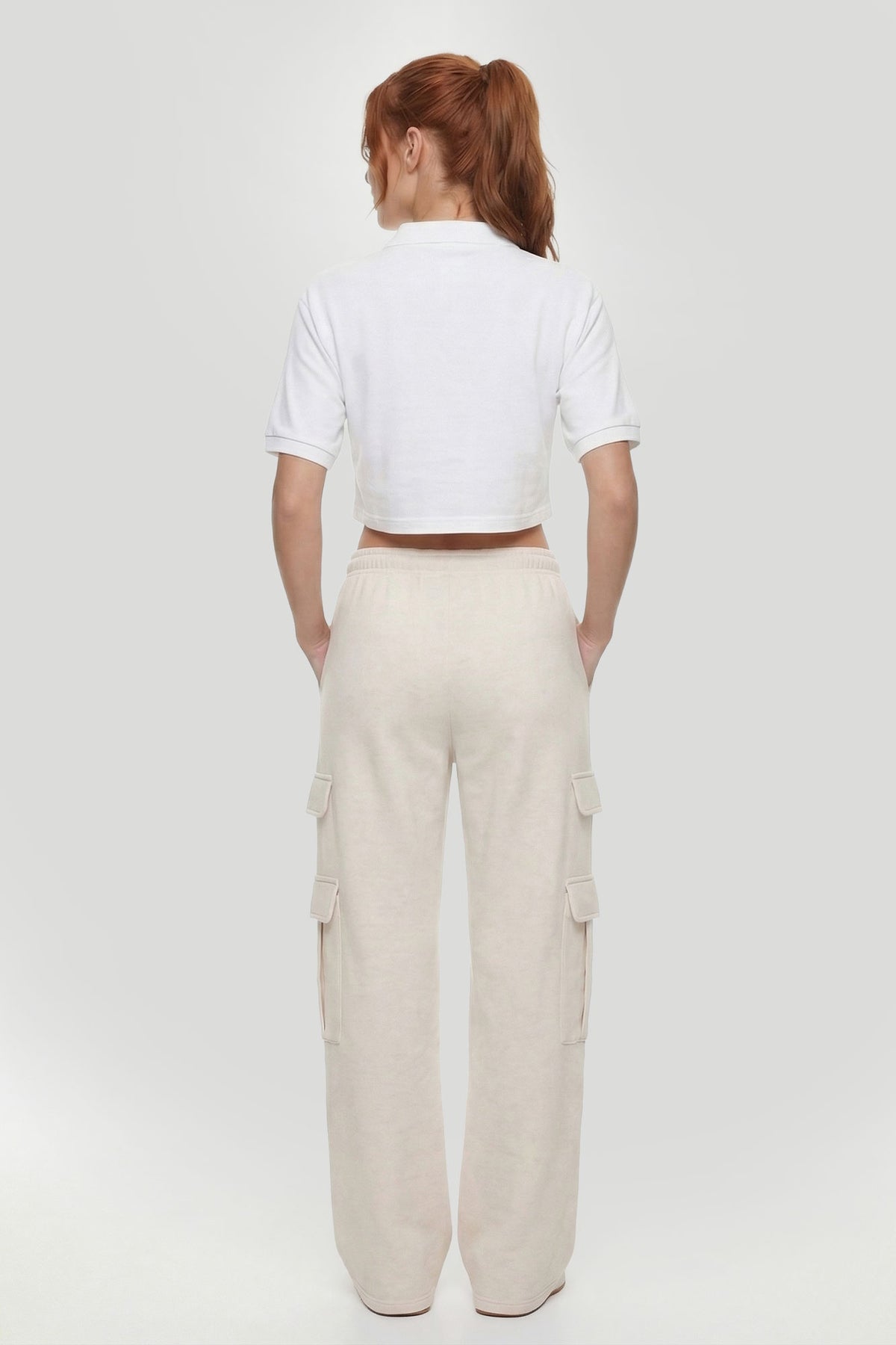 Alt View 2. Embroidered Oversized Cropped Polo - White