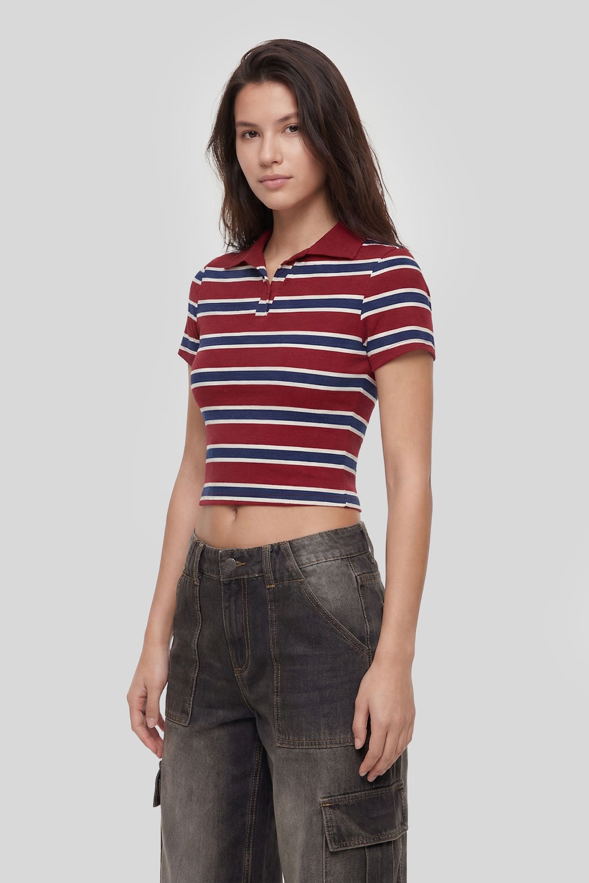 Cropped Polo Shirt - Cherry