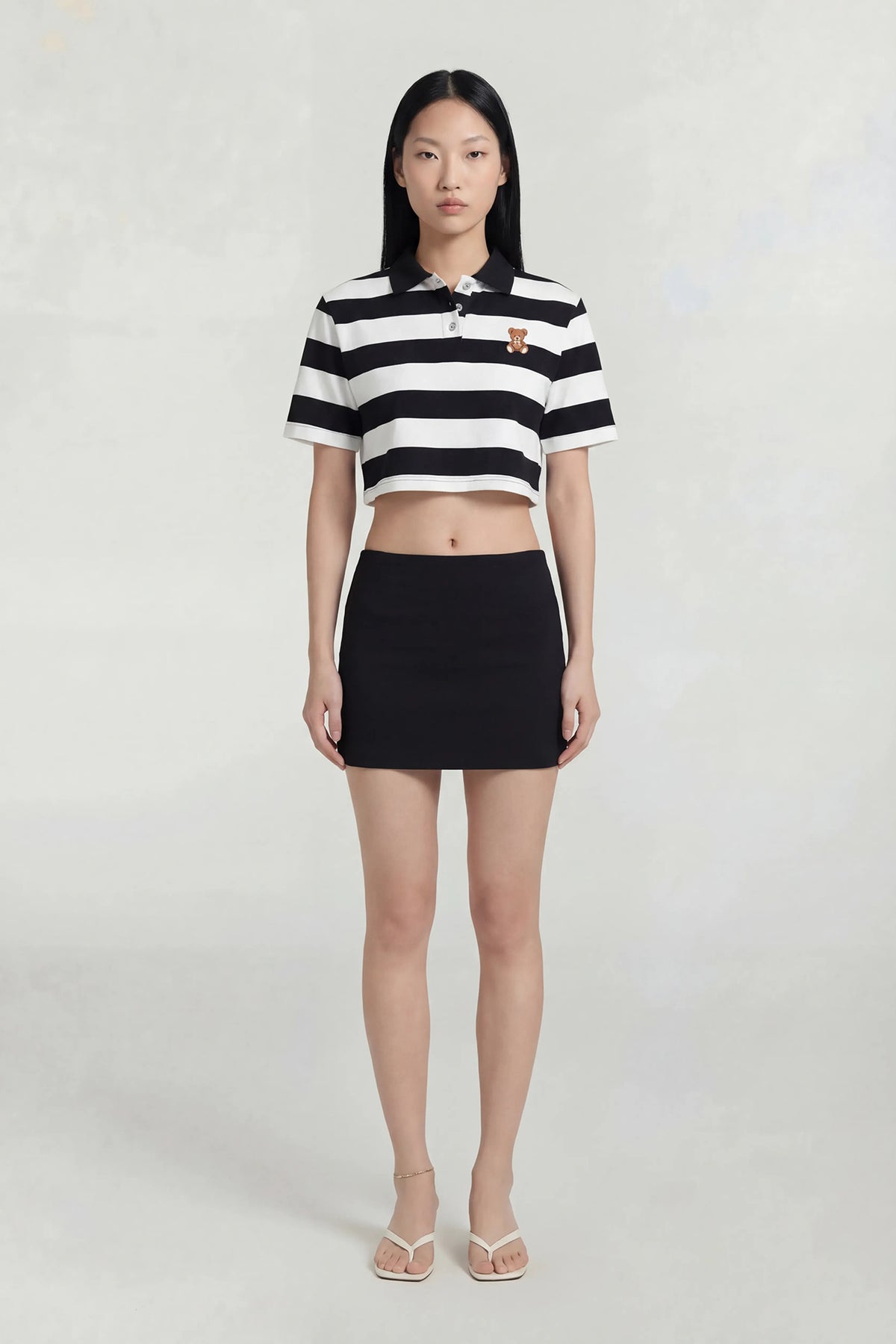Alt View 2. Embroidered Boxy Polo - Black