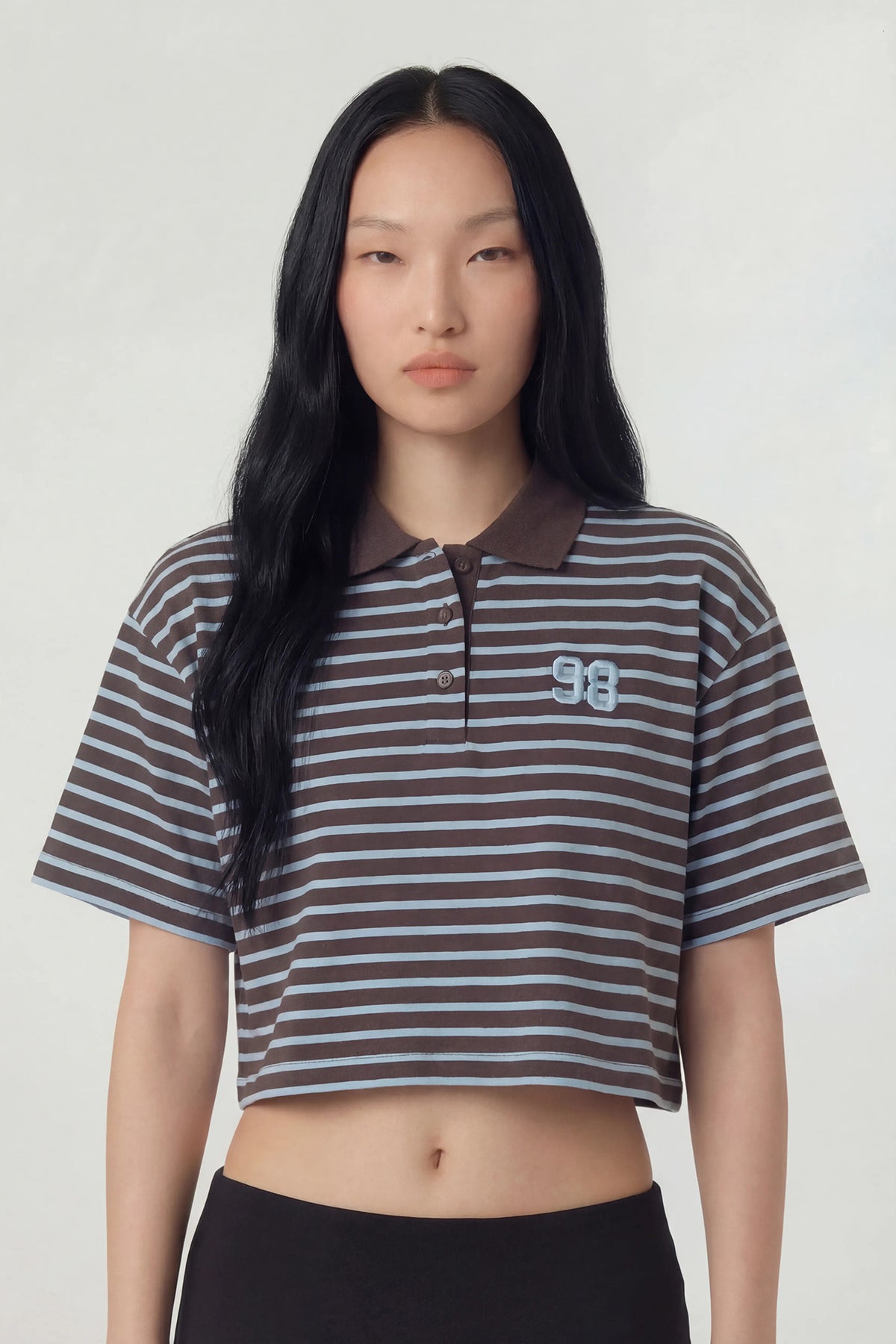 Embroidered Boxy Polo - Light Brown