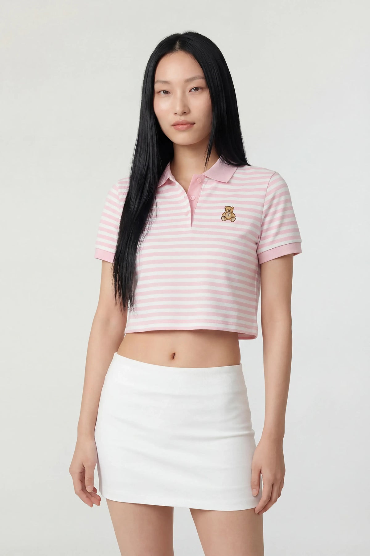 Embroidered Boxy Polo - Pink