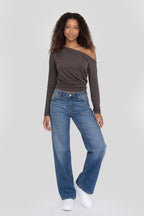 Off Shoulder Cinched Long Sleeve Top