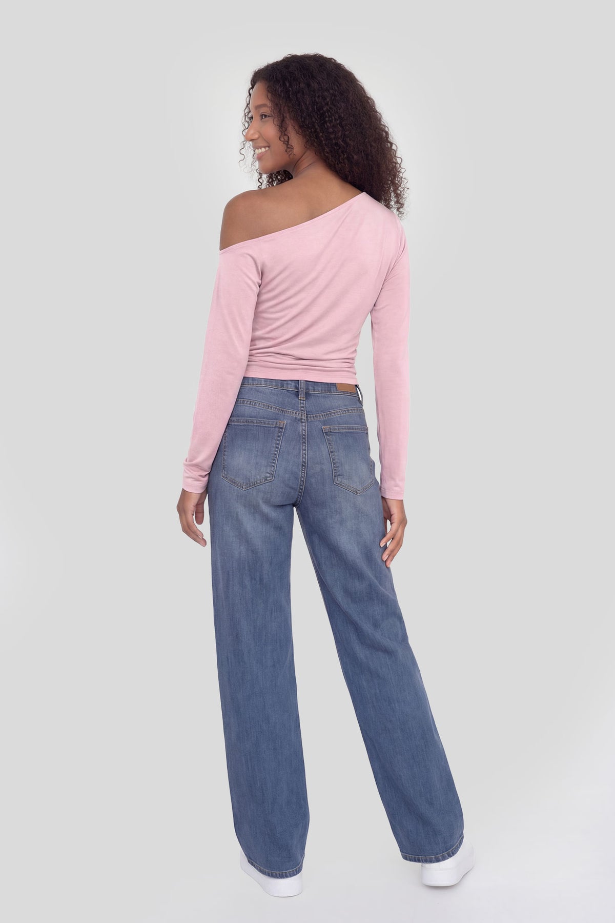 Alt View 2. Off Shoulder Cinched Long Sleeve Top - Pink