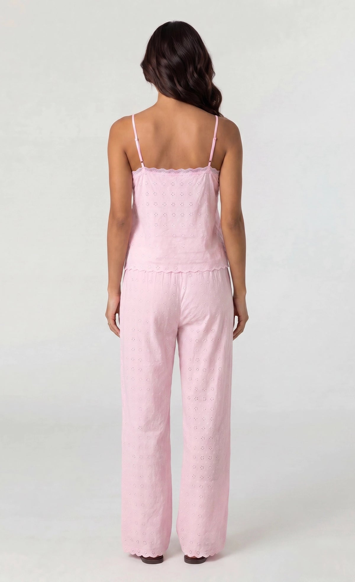 Alt View 2. Eyelet Wide Leg Pant - Pink