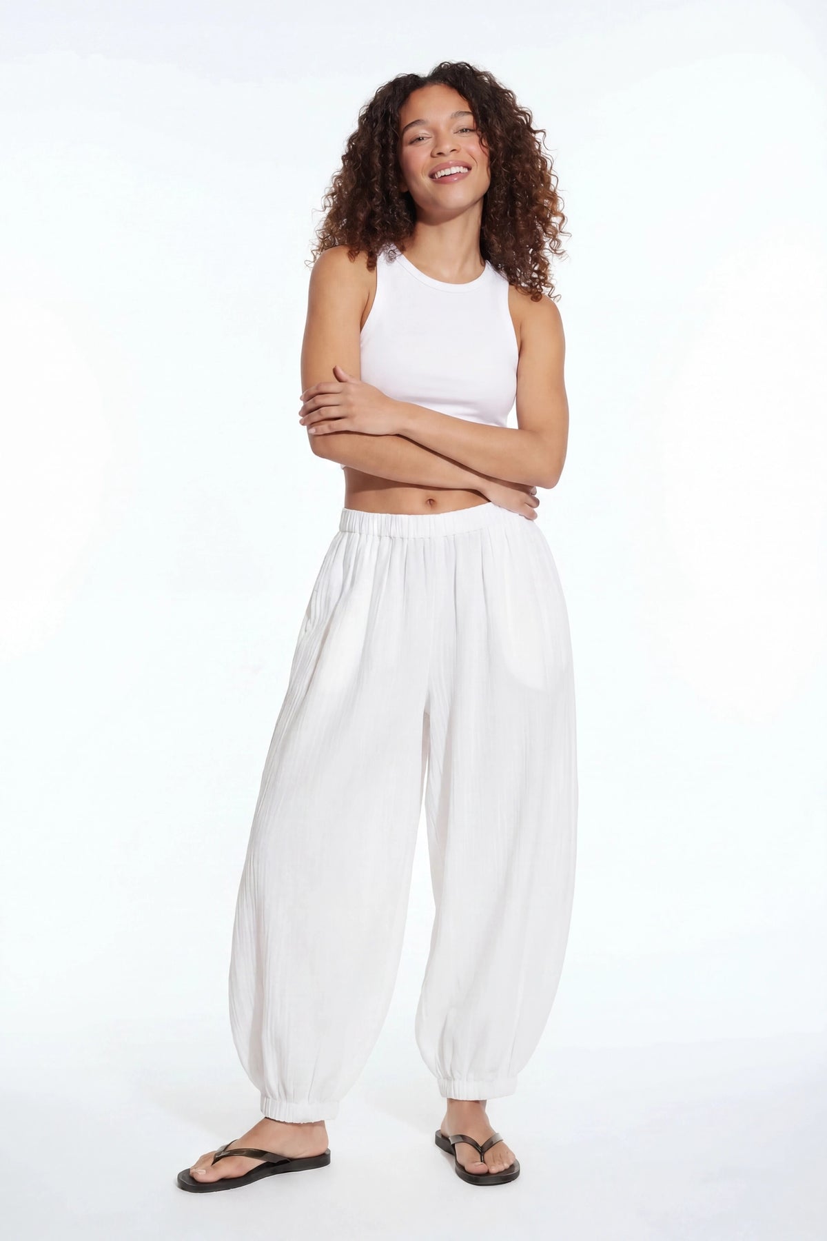 Gauze Balloon Pant - White
