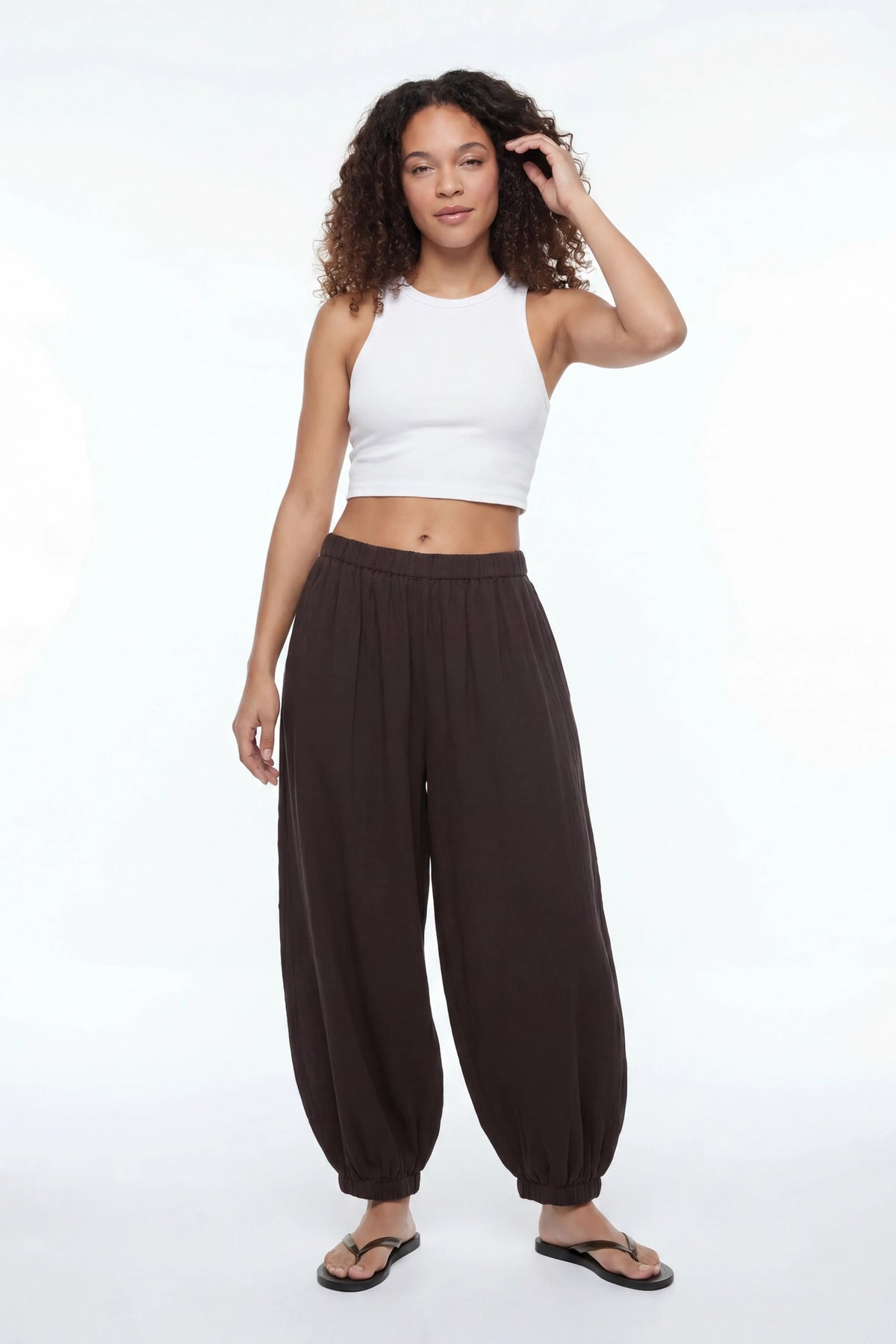 Gauze Balloon Pant - Brown