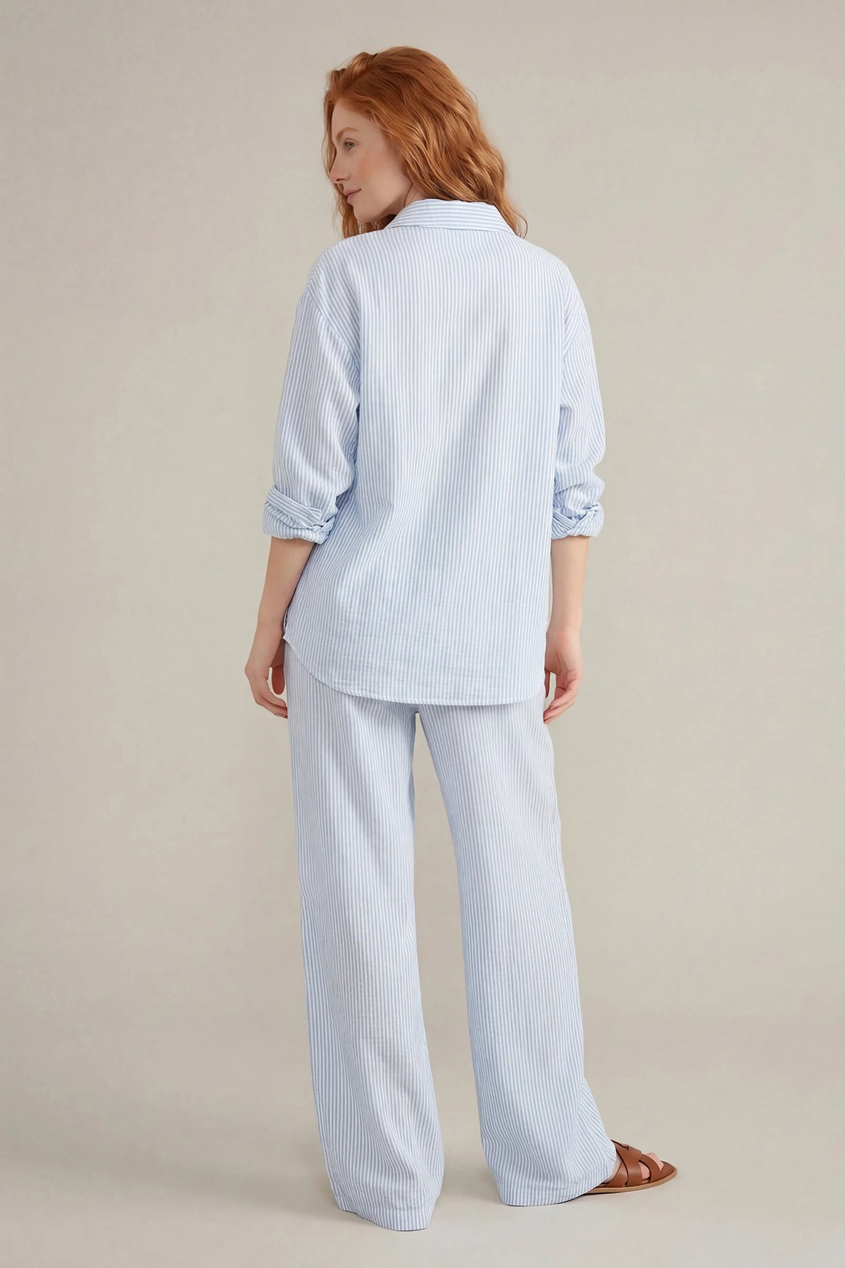 Alt View 2. Textured Drawstring Pant - Baby Blue