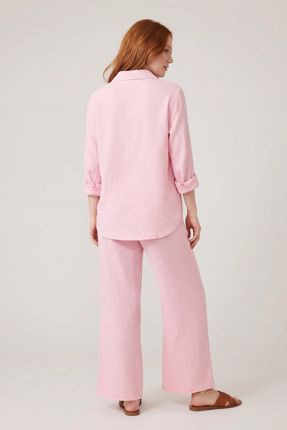 Alt View 2. Textured Drawstring Pant - Pink