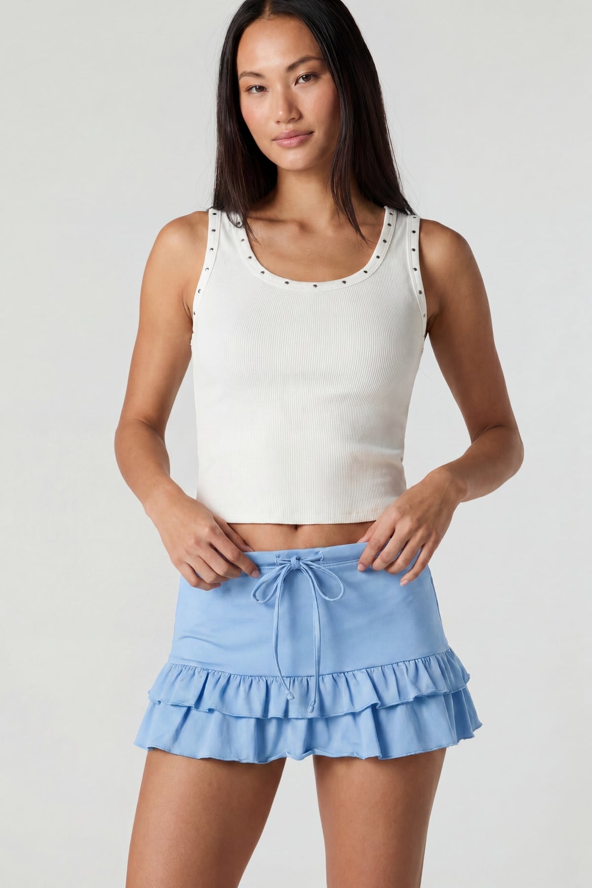 Ruffle Mini Skirt - Blue