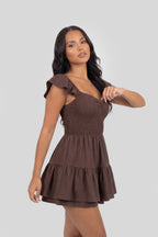 Smocked Flutter Sleeve Romper Dress