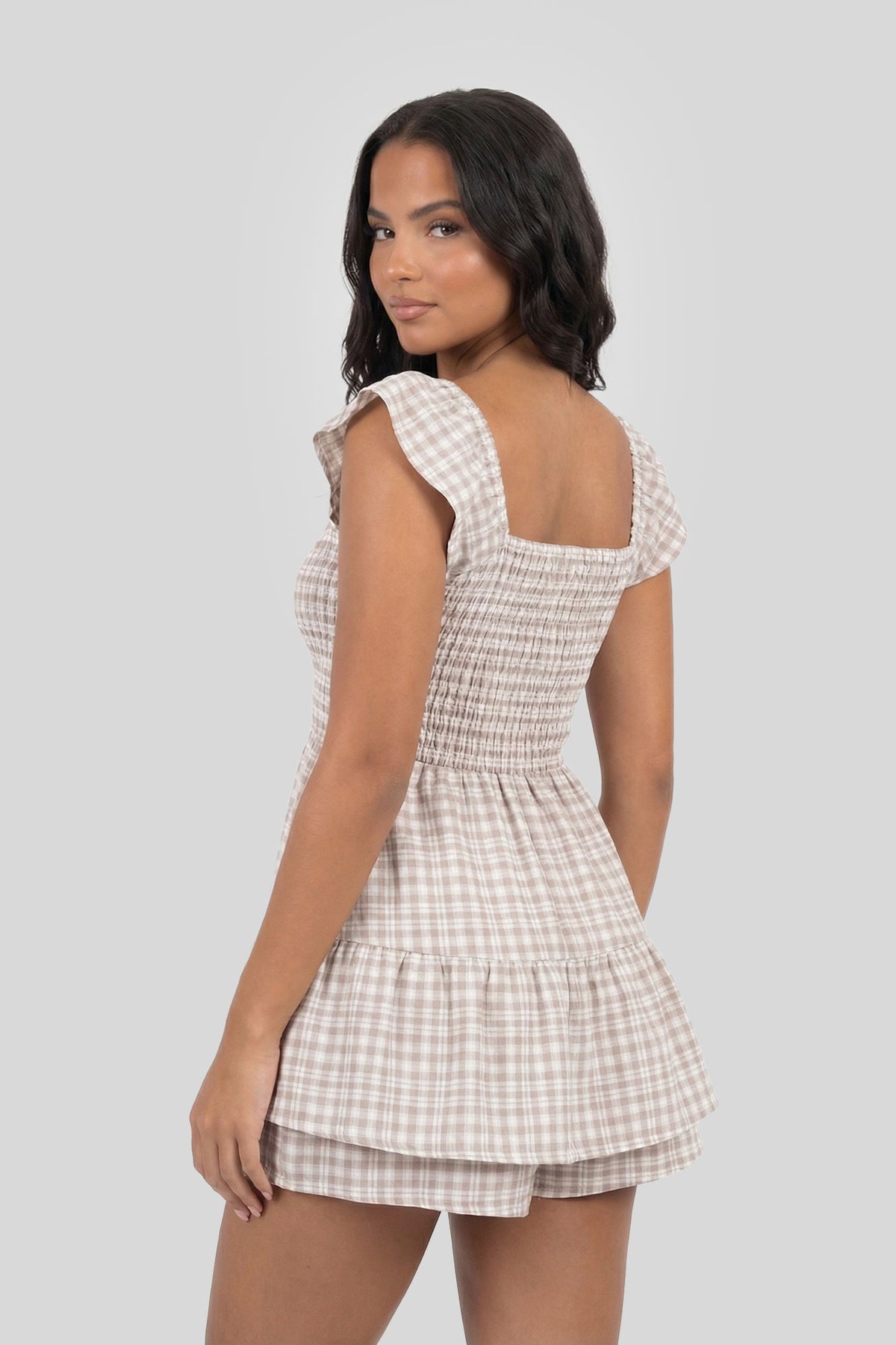 Alt View 2. Smocked Flutter Sleeve Romper Dress - Ivory