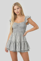 Smocked Flutter Sleeve Romper Dress