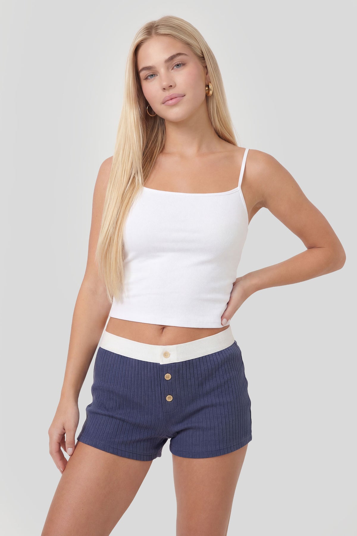 Ribbed Boxer Short - Navy