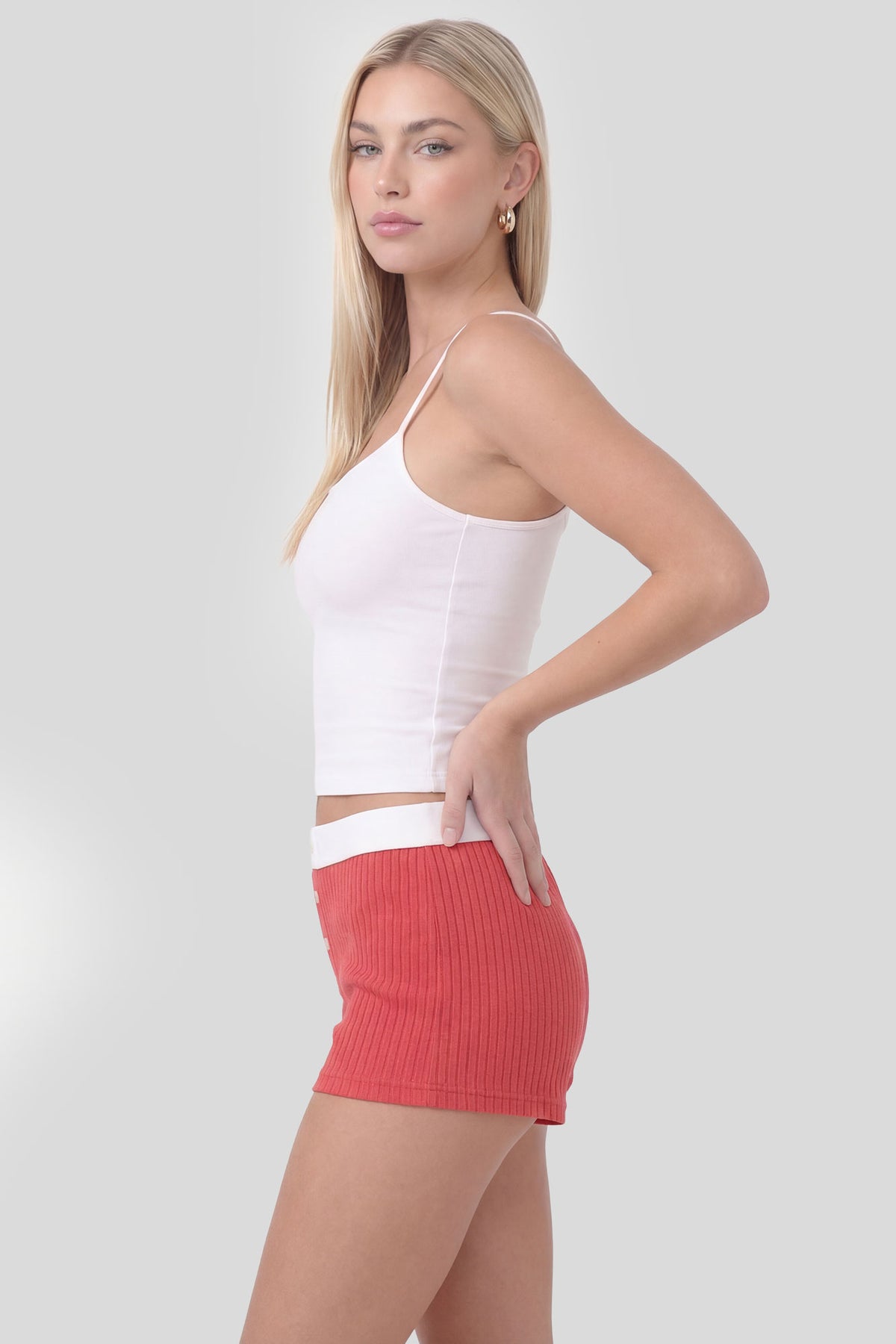 Alt View 2. Ribbed Boxer Short - Red