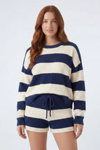 Striped Sweater & Knit Short Set