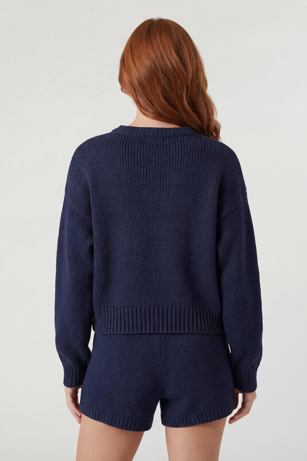 Alt View 3. Sweater & Knit Short Set - Navy