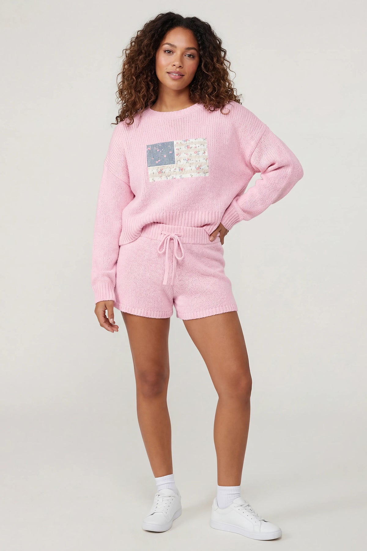 Sweater & Knit Short Set - Pink