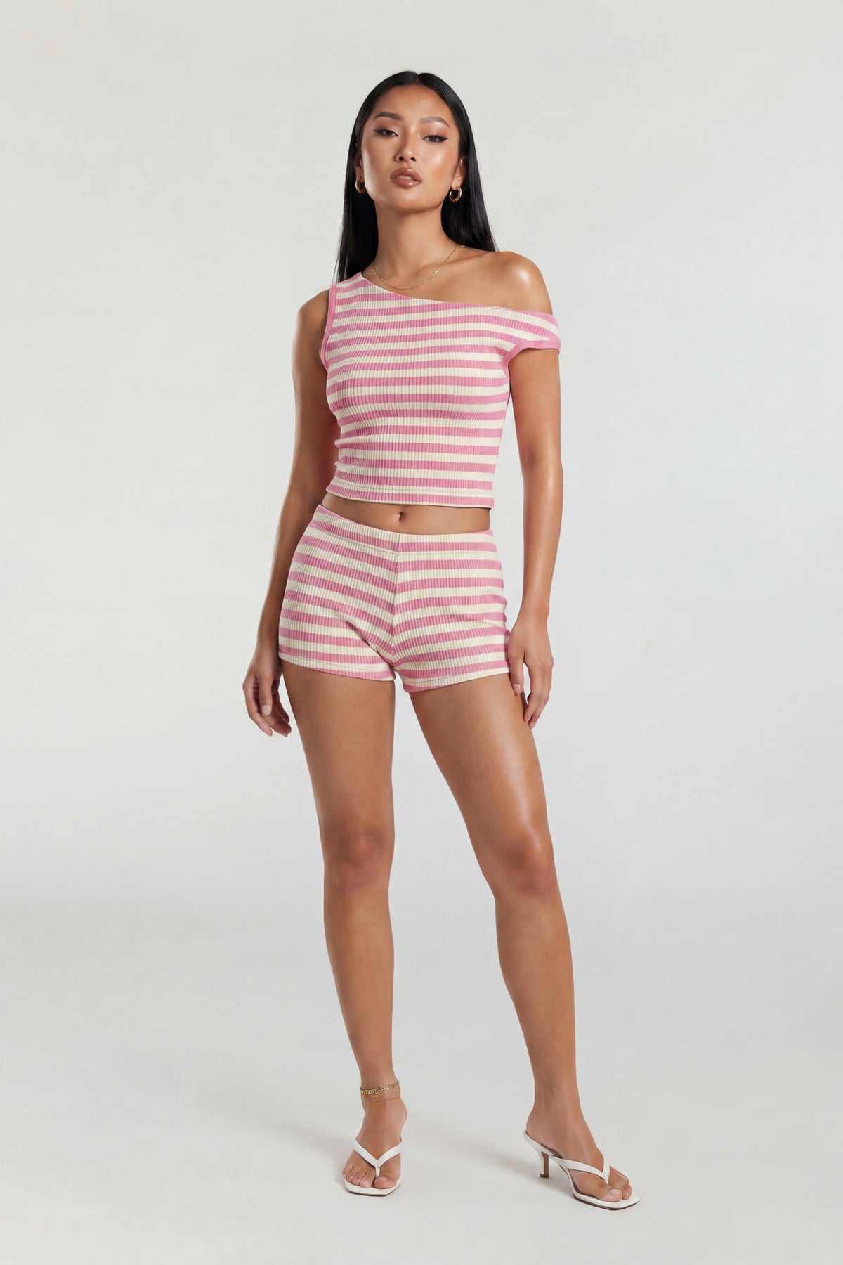 Alt View 2. Button-Up Knit Top & Short Set - Pink