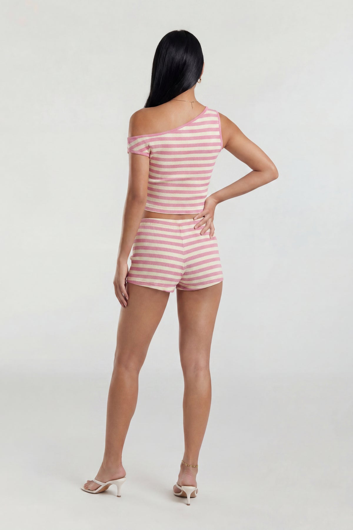 Alt View 3. Button-Up Knit Top & Short Set - Pink