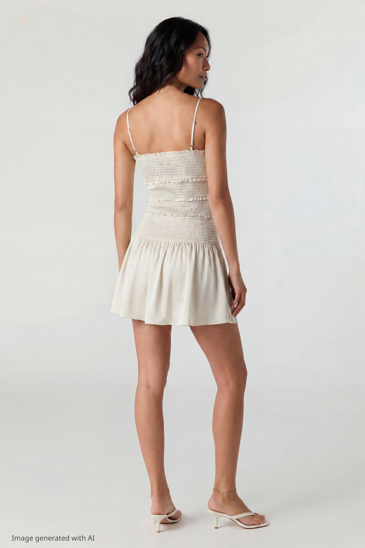 Alt View 3. Smocked Mini Dress - White