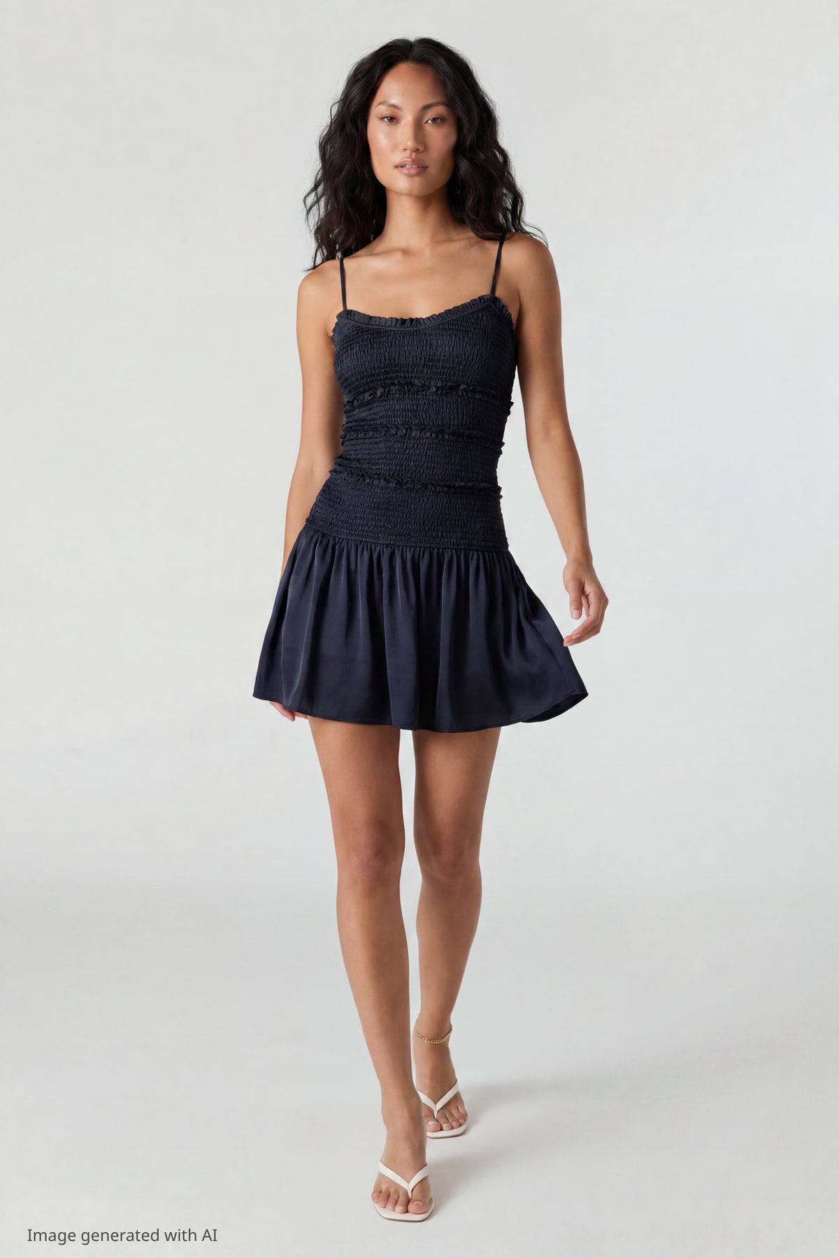 Alt View 2. Smocked Mini Dress - Navy